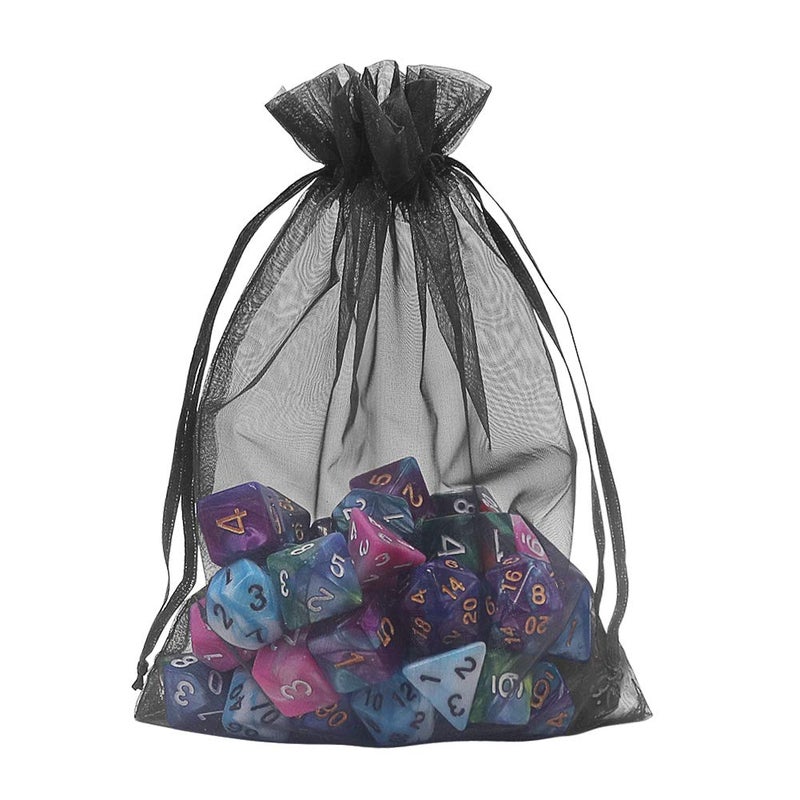 HRX Package Black Organza Bags 5x7 inch 100pcs, Mesh Candy Bags Jewelry Pouches Drawstring Empty Sachet for Present Wedding Giveaways - Image 5